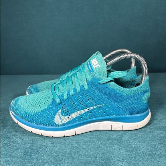 Size 7 - Women’s Nike Free Flyknit 4.0 Aqua shoes - Picture 1 of 9